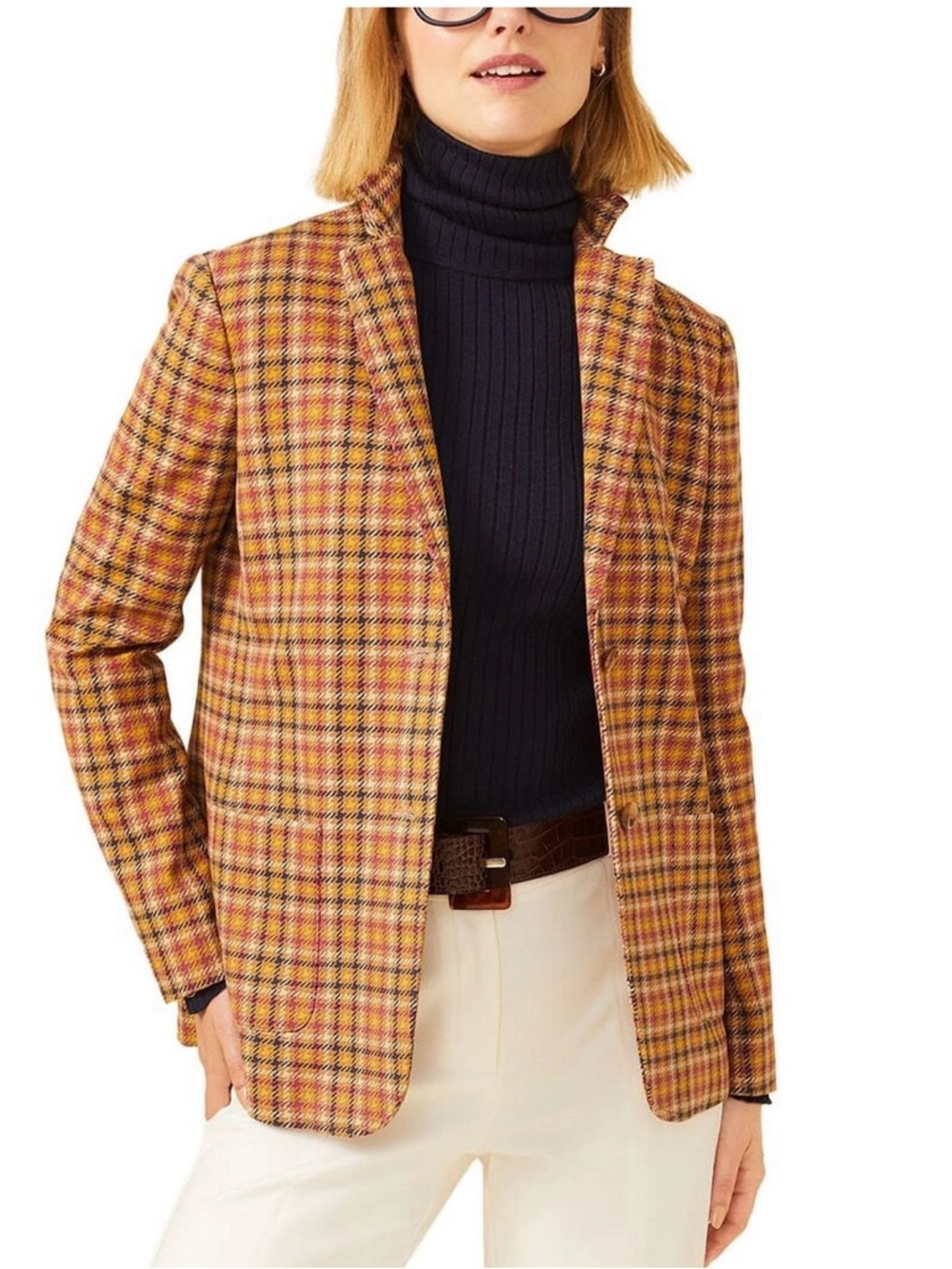 J. McLaughlin Women’s Plaid Blazer in Carmel. Size Small.